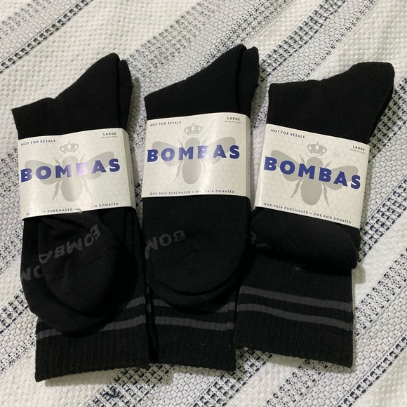 3 Pairs of Bombas Ankle Socks Unisex size Large color Black NWT - Picture 1 of 9